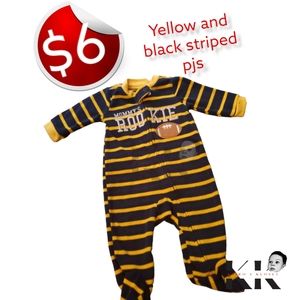 Child Of Mine Boys Newborn Blue Yellow Striped Mommy's Rookie Football Sleeper